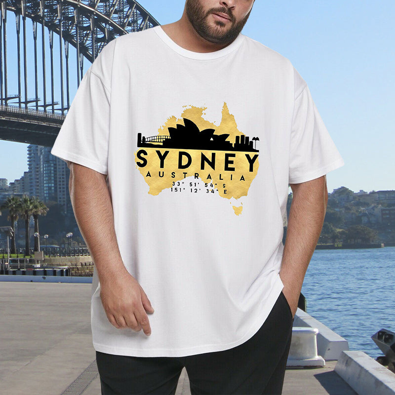 Australia Map and Sydney Landmarks Tee Big & Tall
