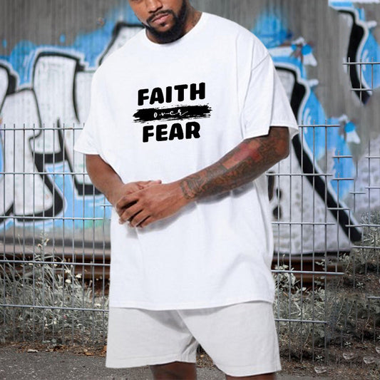 Faith Over Fear Men's Cotton T-shirt 230g Big & Tall