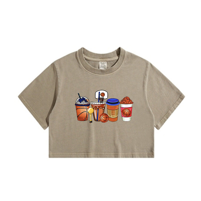 Basketball Drink Lady's Crop Tee