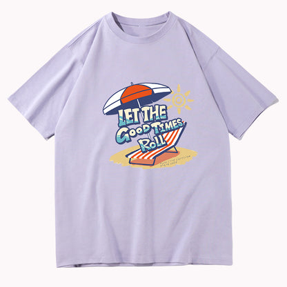 Men's Beach Chair and Sun Umbrella Print Cotton Tee