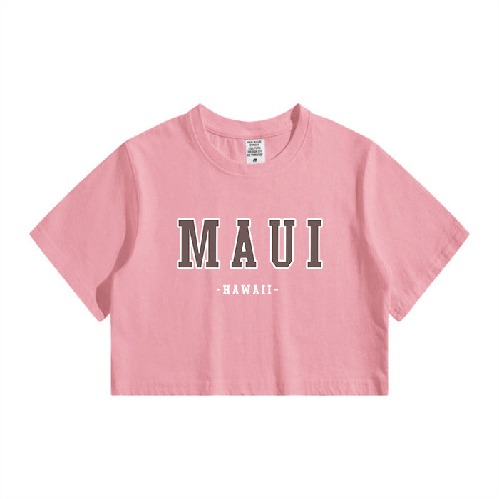 Maui Letter Print Lady's Crop Tee