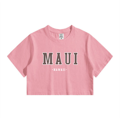 Maui Letter Print Lady's Crop Tee
