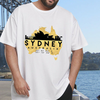Australia Map and Sydney Landmarks Tee Big & Tall