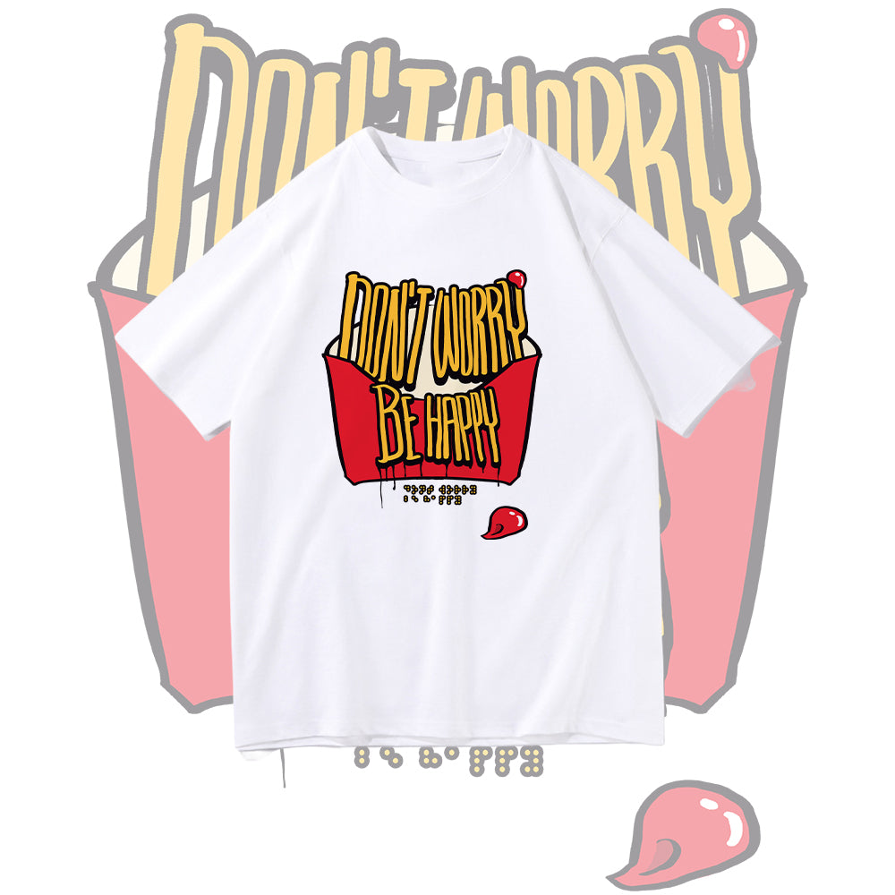 French Fries Inspirational Letter Print Women's Oversize T-shirt