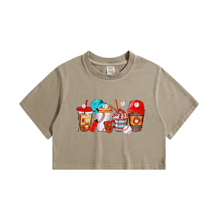 Baseball Drink Lady's Crop Tee