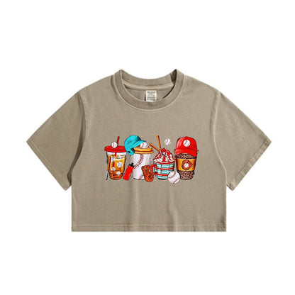 Baseball Drink Lady's Crop Tee