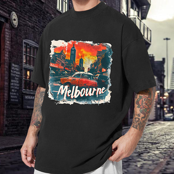 Vintage Melbourne City Print Oversized Tee Big & Tall
