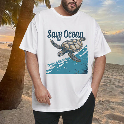 Men's Sea Turtle Ocean Conservation-Themed Printed T-shirts