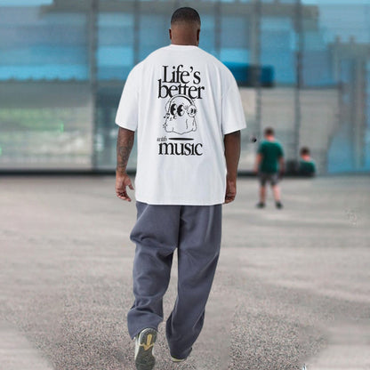 Life's Better With Music Men's Casual T-shirt 230g