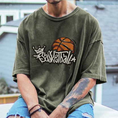 Basketball Print Men's Cotton T-shirt