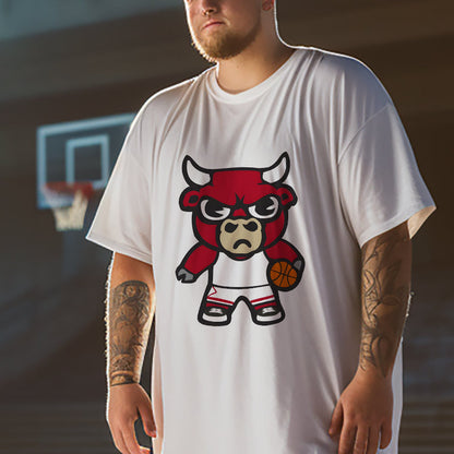 Basketball Enthusiast Cartoon Bull B-Ball Fan Big & Tall T-Shirt