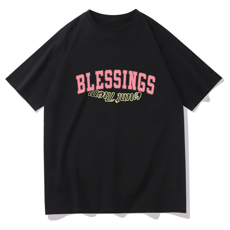 Blessings Letter Print Men's Oversized T-shirt
