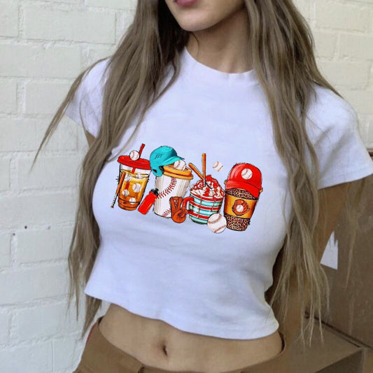 Baseball Drink Lady's Crop Tee