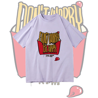 French Fries Inspirational Letter Print Women's Oversize T-shirt