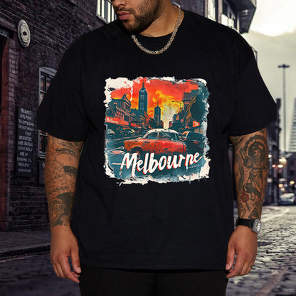 Vintage Melbourne City Print Oversized Tee Big & Tall