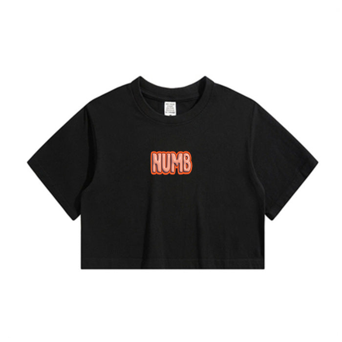 NUMB Letter Print Lady's Crop Tee