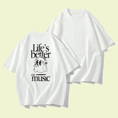 Life's Better With Music Men's Casual T-shirt 230g
