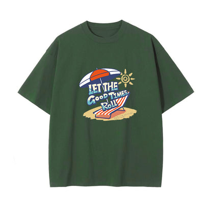 Men's Beach Chair and Sun Umbrella Print Cotton Tee