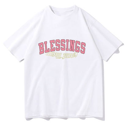 Blessings Letter Print Men's Oversized T-shirt