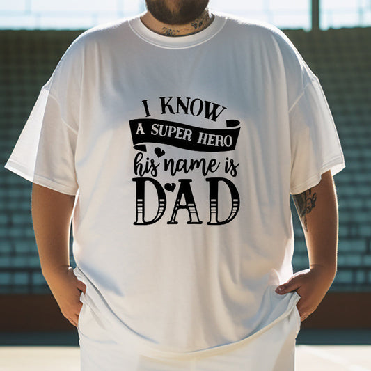 Super Hero Dad Print Men's Casual T-shirt Big & Tall