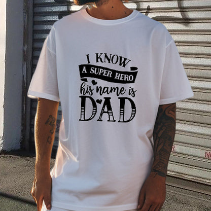Super Hero Dad Print Men's Casual T-shirt Big & Tall