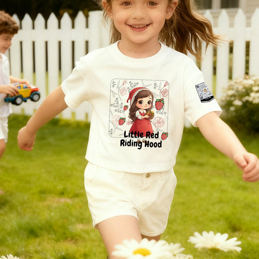 Little Red Riding Hood QR Code Bedtime Story T-Shirt for Kids