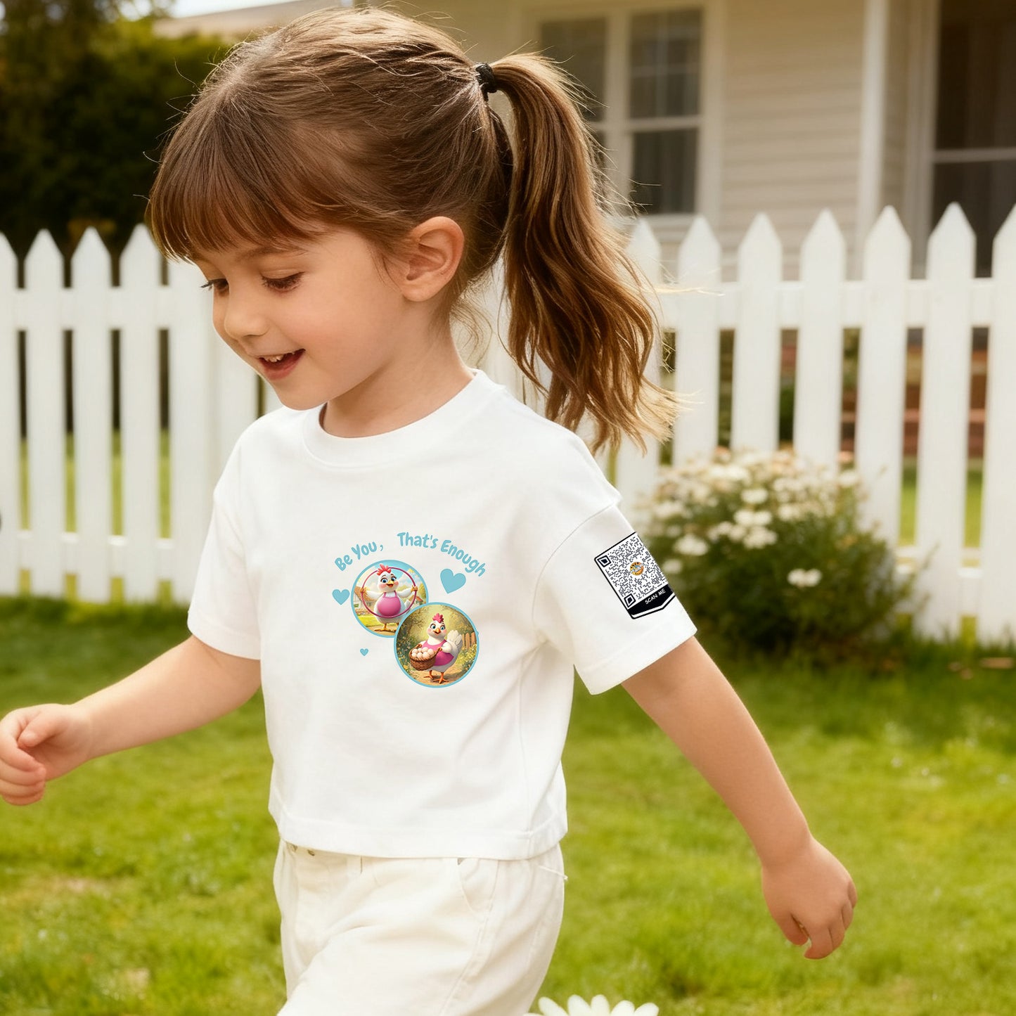 The Hen Print Kids' Storytime T-Shirt with QR Code