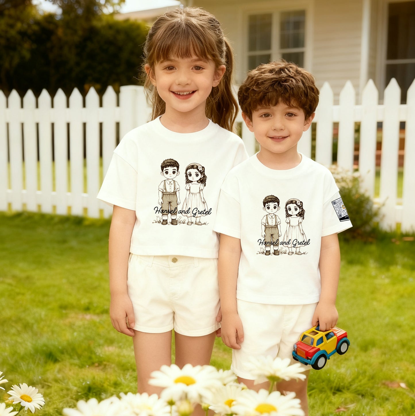 Hansel and Gretel Print QR Code Kids Storytelling Shirt