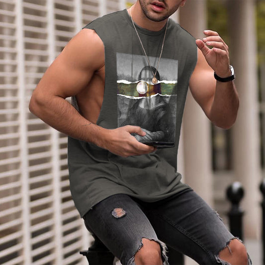 Mona Lisa Bubble Blowing Print Tank Top