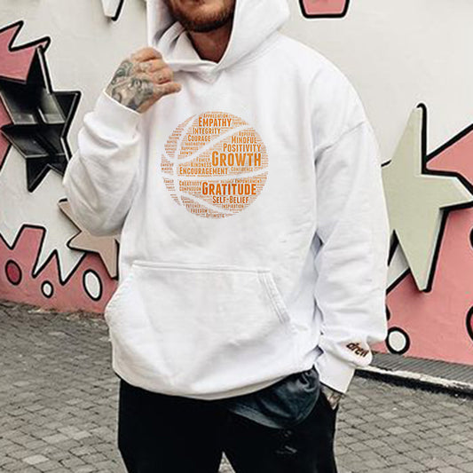 Basketball Alphabet Graphic Print Men's Hoodie