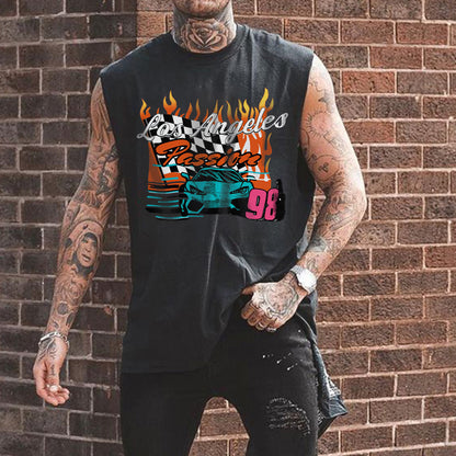 LA Racing Checkerboard Graphic Print Men's Tank Top-B