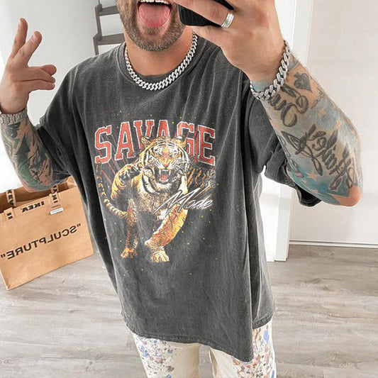 Tiger Graphic Print Men's Short Sleeve T-Shirt