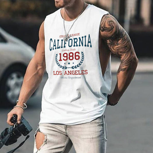 1986 California College League Alphabet Print Men's Tank Top
