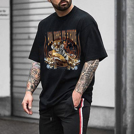 Tiger Graphic Print Men's Short Sleeve T-Shirt