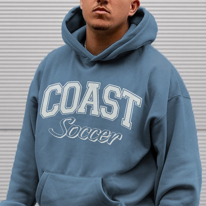 Coast Soccer Letter Print  Men's Fleece Hoodie