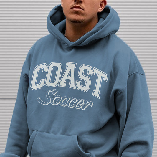 Coast Soccer Letter Print  Men's Fleece Hoodie