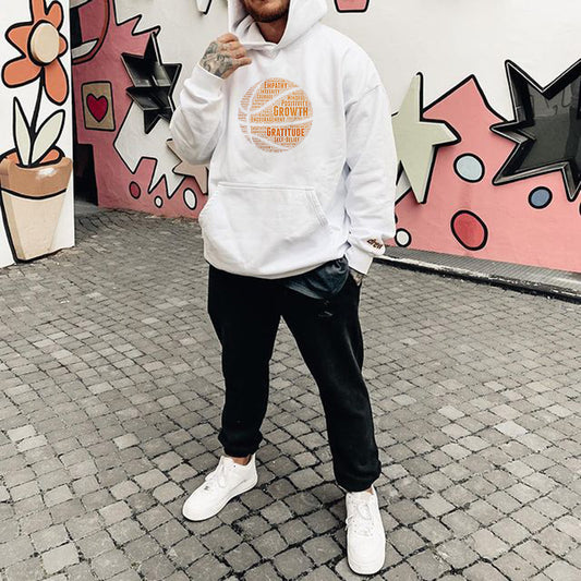 Basketball Alphabet Graphic Print Men's Hoodie