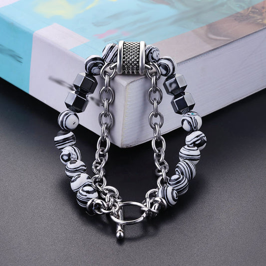 Malachite Metal Beaded Hip Hop Men's Personality Trend Jewelry