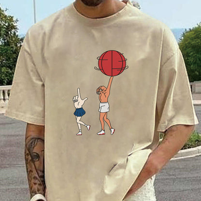 Funny Basketball Players Sports Print Men's Beige T-Shirt