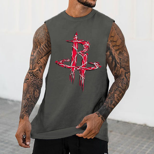 Rocket Graphic Print Casual Men's Tank Top-B
