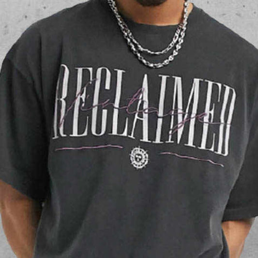 Reclaimed Letter Print Short Sleeve T-Shirt