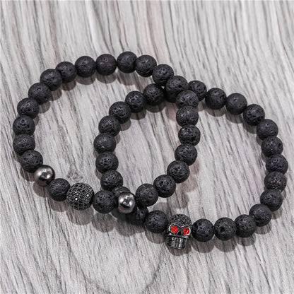 Personalized Skull Bead Bracelet Set