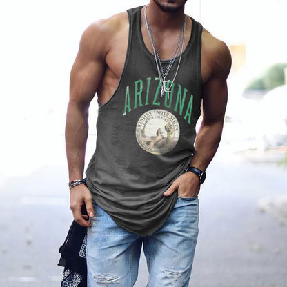 ARIZONA Letter Graphic Print Sports Crew Neck Casual Tank Top