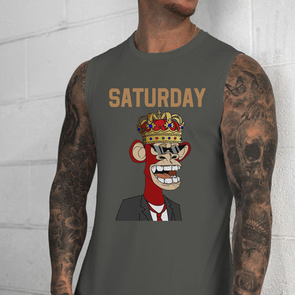 Saturday NFT Graphic Print Men's Tank Top