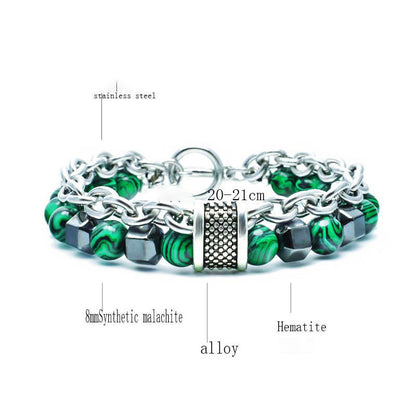 Malachite Metal Beaded Hip Hop Men's Personality Trend Jewelry