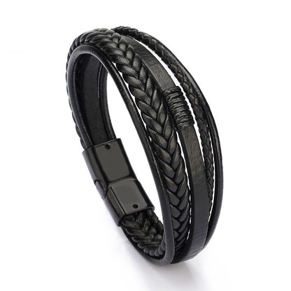 Men's leather rope hand-woven personalized trend jewelry
